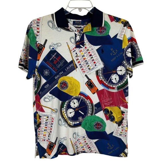 Polo Ralph Lauren Men's Nautical Racing Yacht Challenge Shirt L All Over Print - Picture 1 of 7